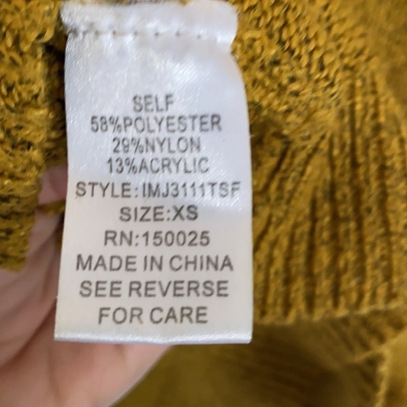 Emory Park Raz Slouchy Crew Neck Pullover Mustard Sweater, Size X Small - Picture 4 of 6